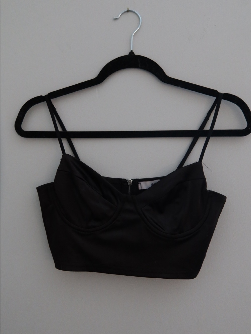 Adika Black Satin Crop Bustier Top